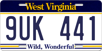 WV license plate 9UK441
