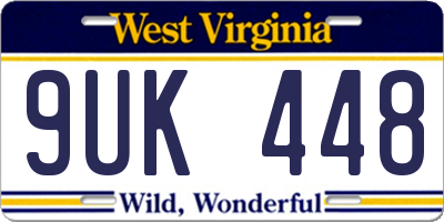 WV license plate 9UK448