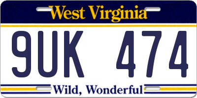 WV license plate 9UK474