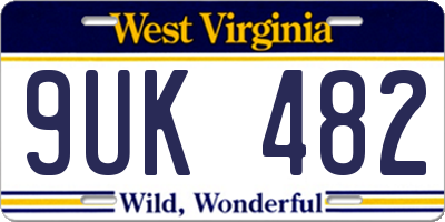 WV license plate 9UK482
