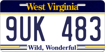 WV license plate 9UK483