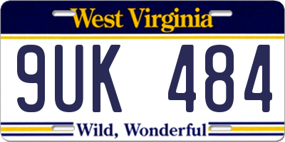 WV license plate 9UK484