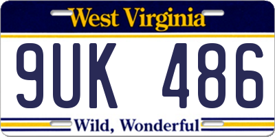 WV license plate 9UK486