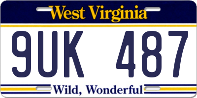 WV license plate 9UK487