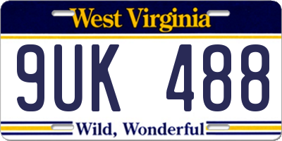 WV license plate 9UK488