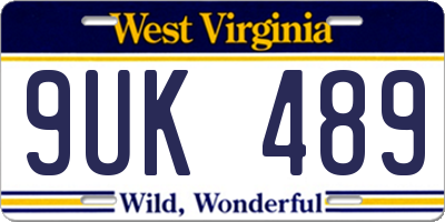 WV license plate 9UK489
