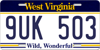 WV license plate 9UK503