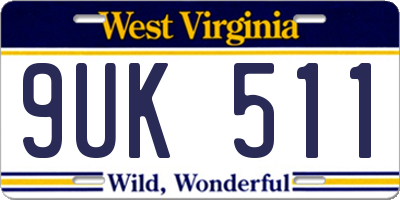 WV license plate 9UK511
