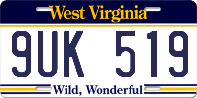 WV license plate 9UK519