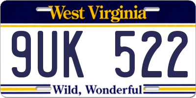 WV license plate 9UK522