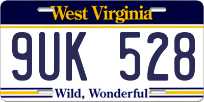 WV license plate 9UK528