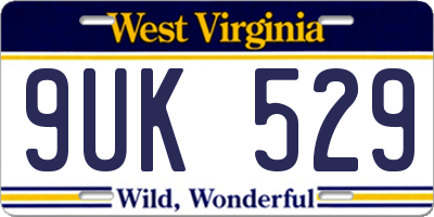 WV license plate 9UK529