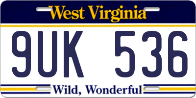 WV license plate 9UK536