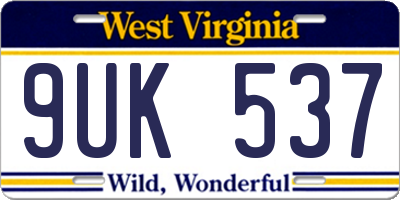 WV license plate 9UK537