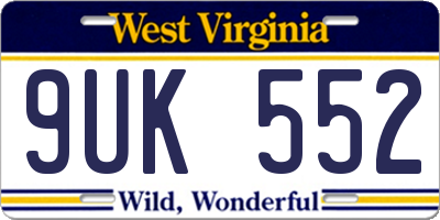 WV license plate 9UK552