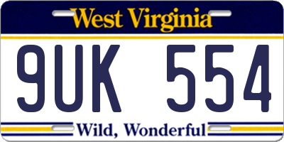 WV license plate 9UK554
