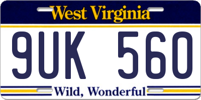 WV license plate 9UK560