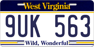 WV license plate 9UK563