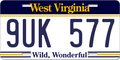 WV license plate 9UK577