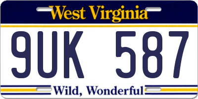 WV license plate 9UK587