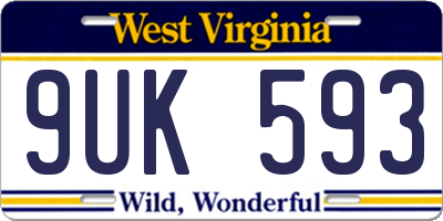 WV license plate 9UK593