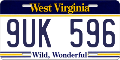 WV license plate 9UK596