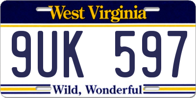 WV license plate 9UK597