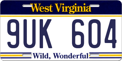 WV license plate 9UK604