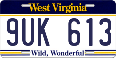 WV license plate 9UK613