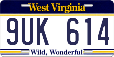 WV license plate 9UK614