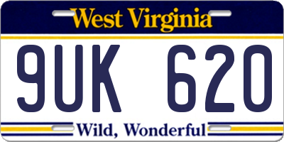 WV license plate 9UK620