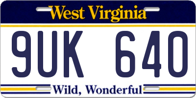 WV license plate 9UK640
