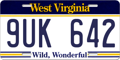 WV license plate 9UK642