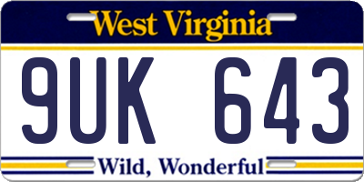 WV license plate 9UK643