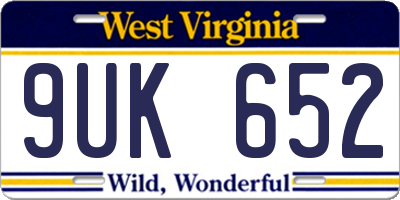 WV license plate 9UK652