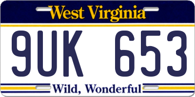 WV license plate 9UK653