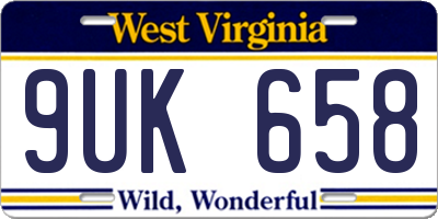 WV license plate 9UK658