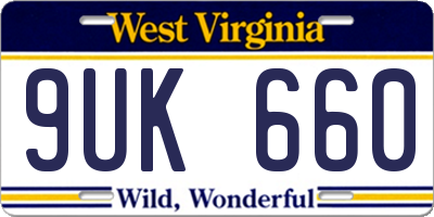WV license plate 9UK660