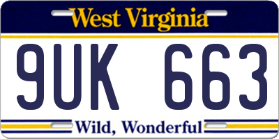 WV license plate 9UK663