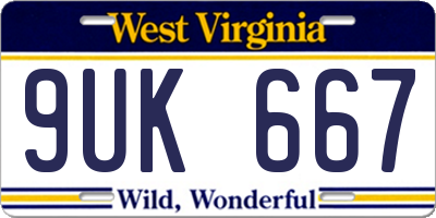 WV license plate 9UK667