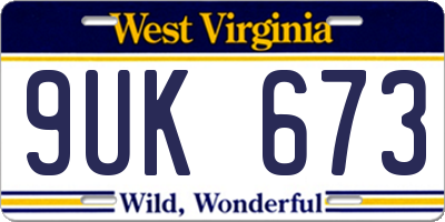 WV license plate 9UK673