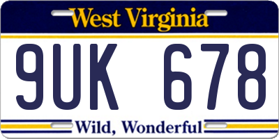 WV license plate 9UK678