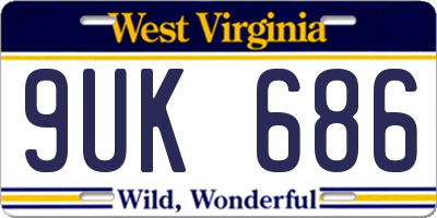 WV license plate 9UK686