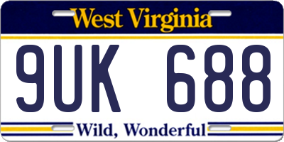 WV license plate 9UK688