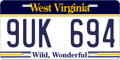 WV license plate 9UK694