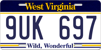 WV license plate 9UK697