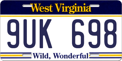 WV license plate 9UK698