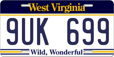 WV license plate 9UK699
