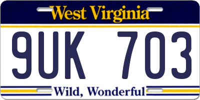 WV license plate 9UK703