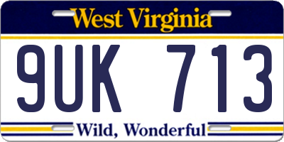 WV license plate 9UK713